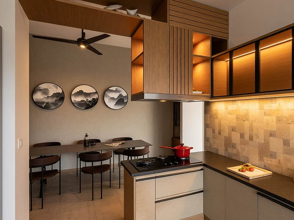 Kitchen and dining area at Elara Mint